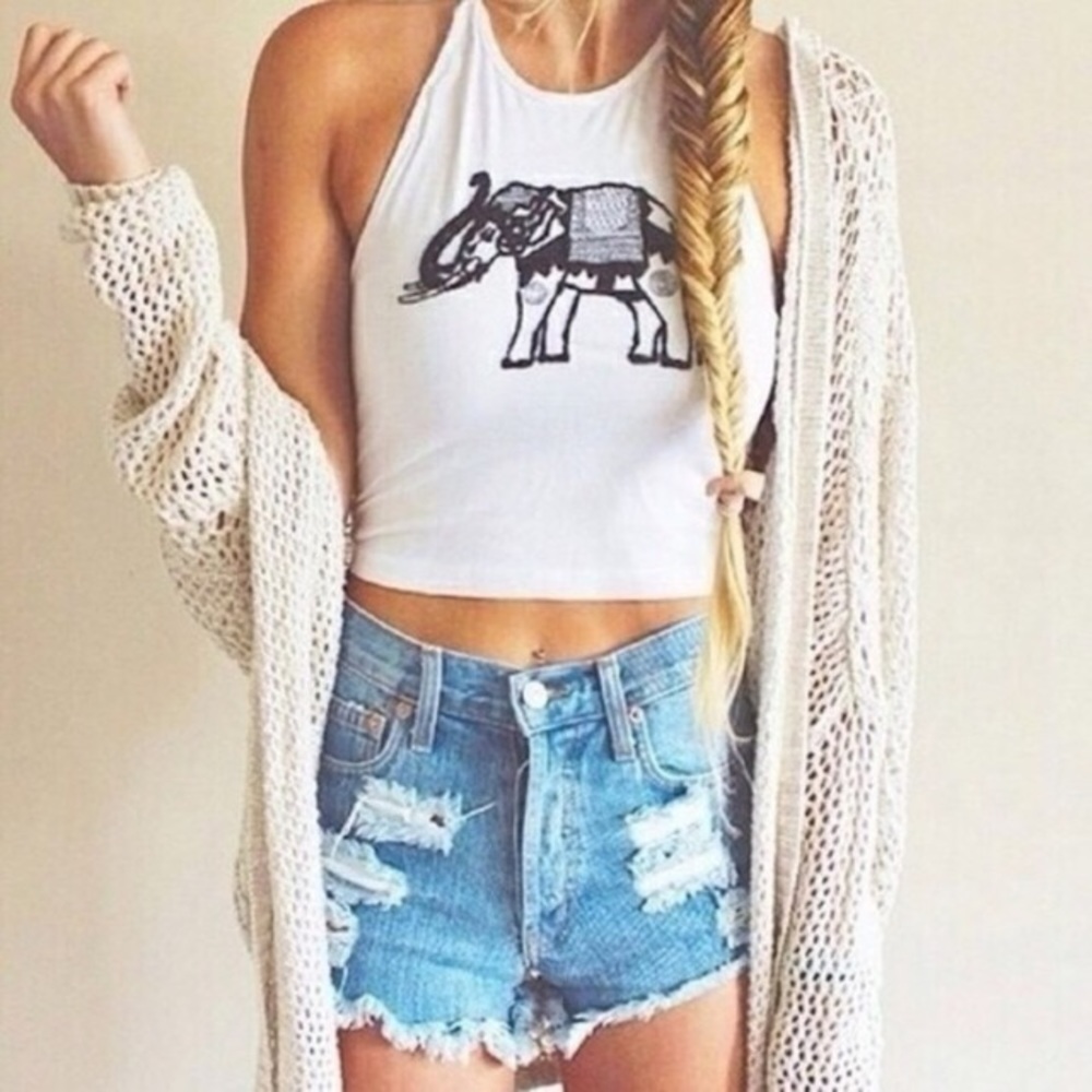 Brandy White Elephant Halter Crop